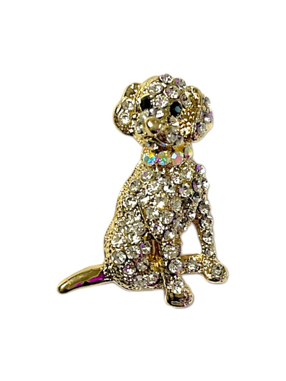 Goldtone Adorable Sitting Puppy Dog Brooch